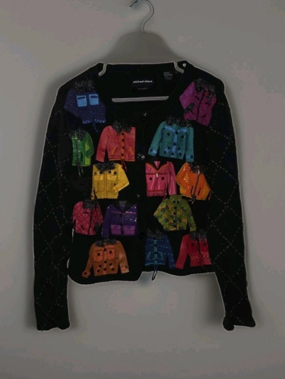 Vintage Michael Simon New York Black Button Cardigan Sweater 1998 《Size L》